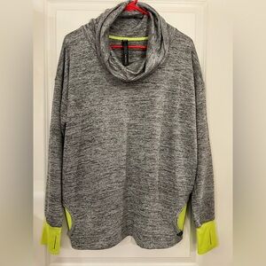RBX Heather Gray and Lime Green Cowl Neck Sports Wear Top